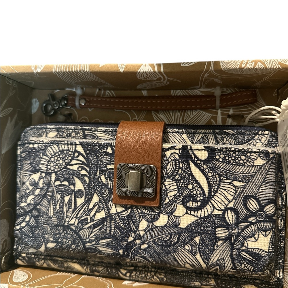 Sakroots 3 In 1 Wallet. Navy Blue and Brown Women's Wallet